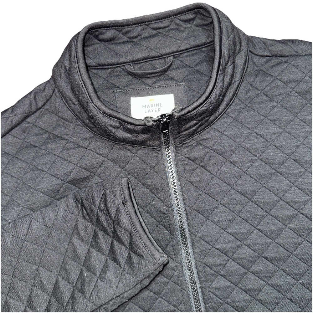 Marine Layer Mens Jacket Large Black Quilted Comfort Full Zip Corbet Outdoors - Picture 1 of 8